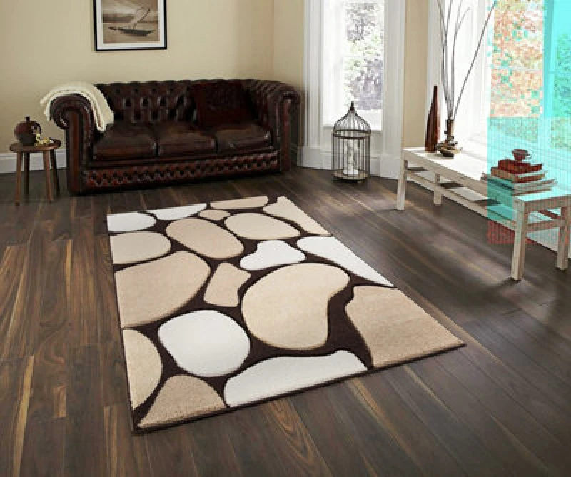 Image of Smart Living Smart Living Modern Hand Carved Multicolour Soft Thick Area Rug - Stone in Brown Size: 160cm x 160cm Brown 160cm x 160cm Unisex 0657039