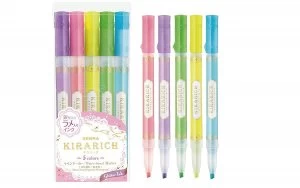 Image of Zebra Kirarich Glitter Highligher Pens Assorted Pack 5