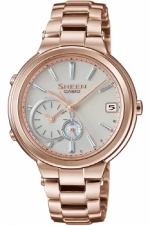 Image of Ladies Casio Sheen Time Ring Bluetooth Hybrid Smartwatch Alarm Watch SHB-200CG-9AER