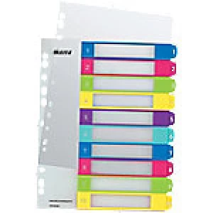 Image of Leitz Index Tabs WOW A4+ Multicolour polypropylene coloured tabs 1-10
