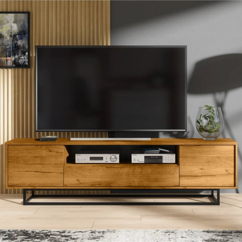 Image of Creative Furniture Rift Loft TV Unit 200cm - Dark Oak in Brown Brown Unisex