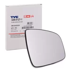 Image of TYC Wing Mirror Glass Right 328-0127-1 Side Mirror Glass,Mirror Glass RENAULT,DACIA,LOGAN I Kombi (KS_),LOGAN I (LS_),DUSTER,SANDERO,SANDERO II