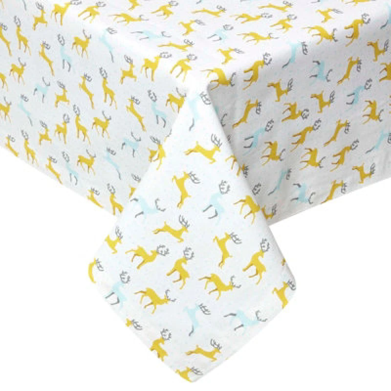 Image of Homescapes Majestic Stag Cotton Christmas Round Tablecloth, 178cm Grey