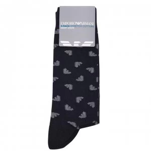 Image of Emporio Armani 3 Pack All Over Print Socks Navy