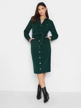Image of Long Tall Sally Green Cord Fitted Midi Dress, Green, Size 16, Women