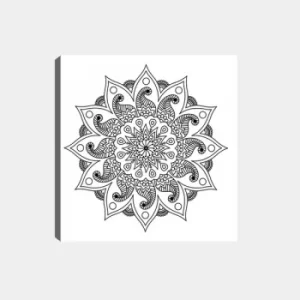 Image of MANDALA61 White Black Decorative Canvas Painting