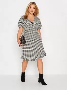 Image of Yours V Neck Dress Checked - Black/White, Size 22-24, Women
