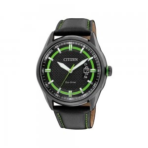 Image of Citizen Eco-Drive Mens Leather Strap Watch AW1184-05E - Black
