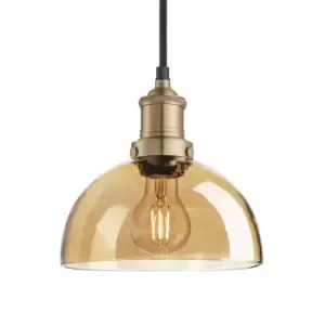 Image of Industville Brooklyn Tinted Glass Dome Amber Pendant / 8" Copper Holder