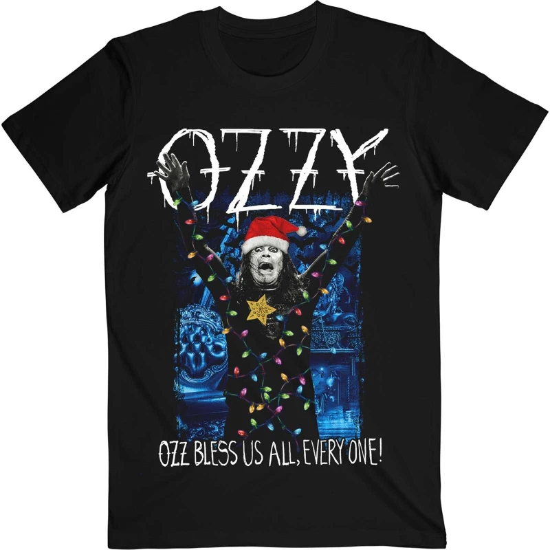 Image of Ozzy Osbourne Mens Arms Out Holiday T-Shirt in Black Size: Medium Black Male M