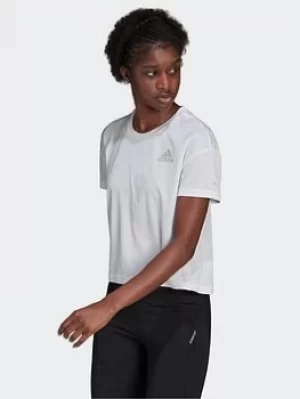 Image of adidas Fast Primeblue T-Shirt, White/Silver Size M Women