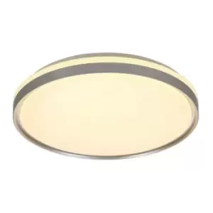 Image of Flush Ceiling 48cm, 1 x 36W LED 3 Step-Dimmable, 3000K, 1575lm, IP44, Silver, White Acrylic - Luminosa Lighting