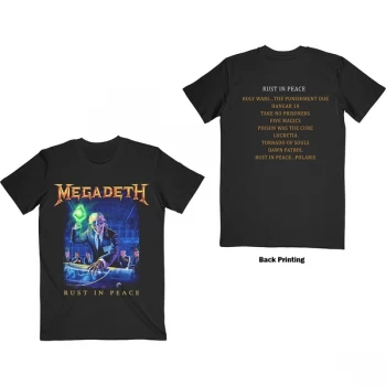 Image of Megadeth - Rust In Peace Tracklist Unisex Small T-Shirt - Black