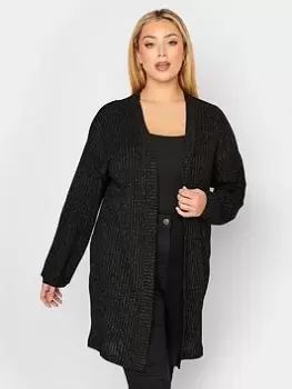 Image of Yours Hooded Shimmer Cardigan - Black, Size 16, Women