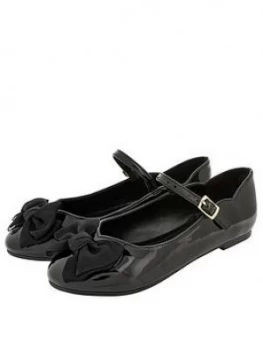 Image of Monsoon Girls Emery Patent Bow Ballerina - Black, Size 13 Younger