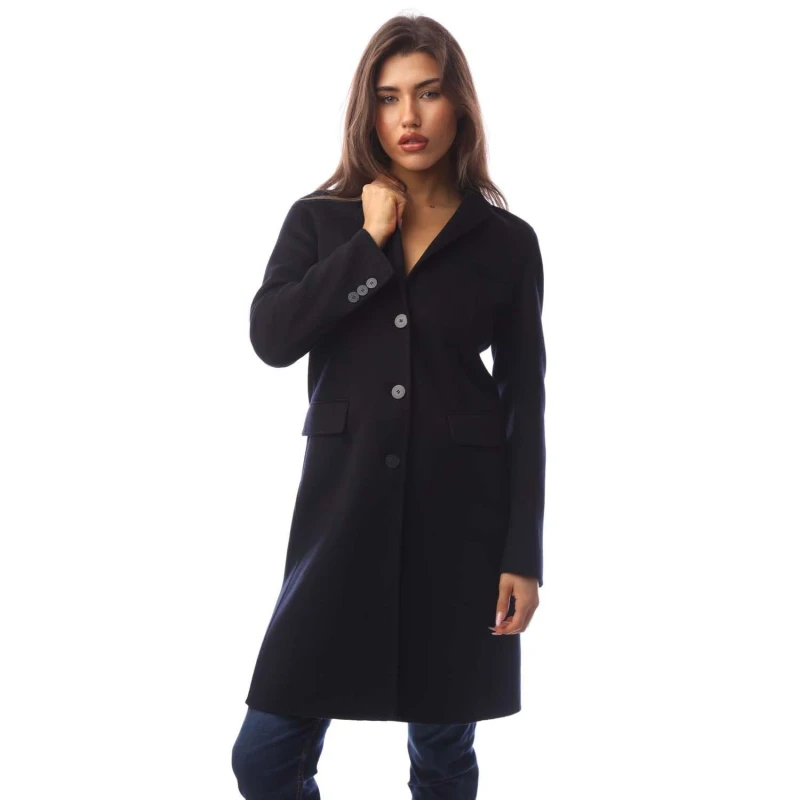 Image of Emporio Armani Lapelled Mid-Length Coat Navy female 12