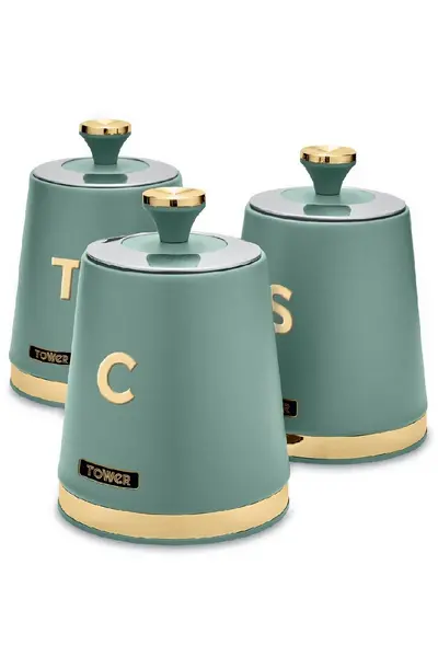 Image of Tower Cavaletto Set of 3 Canisters Jade