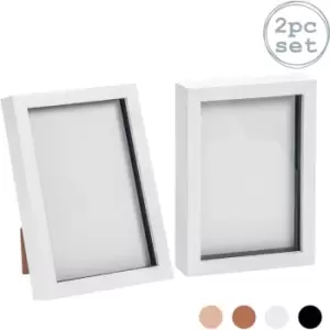Image of Nicola Spring 3D Box Photo Frames - A5 (6 x 8") - White - Pack of 2