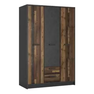 Image of Brooklyn 3 Door Wardrobe with 2 Drawers, none