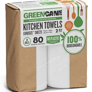 Image of Greencane Paper 2 Ply Kitchen Towels - 80 Sheets - 2 Pack