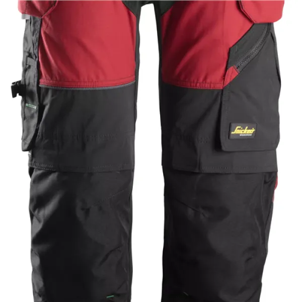 Image of Snickers FlexiWork Work Trousers+ Holster Pockets - Chilli Red/Black - 64