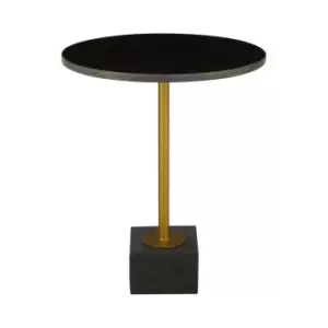 Image of Rabia Marble Side Table With Cubed Base Silver