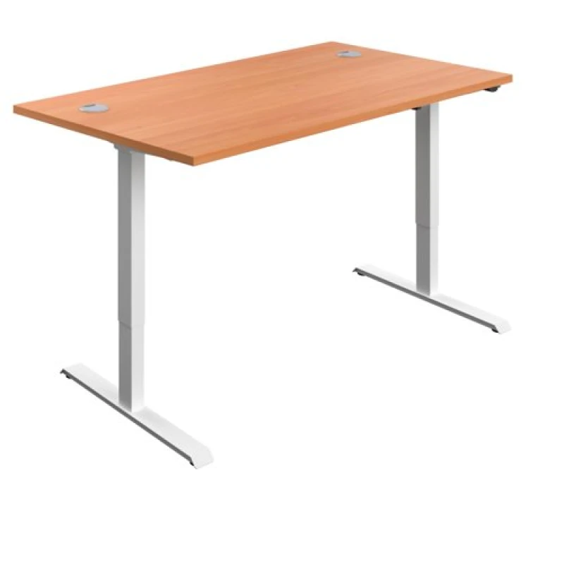 Image of First Economy Single Motor Sit/Stand Desk 1200x800x705-1220mm Beech/White KF803741