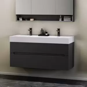 Image of 1200mm Anthracite Wall Hung Double Vanity Unit with Basin - Morella