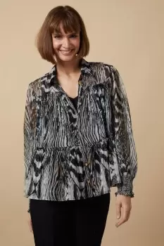 Image of Neutral Animal Tiered Blouse