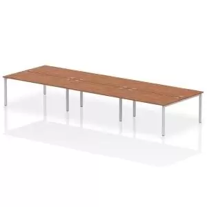 Image of Impulse Bench B2B 6 Person 1600 Silver Frame Office Bench Desk Walnut