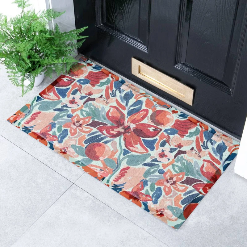 Image of Artsy Mats Red Lilys Doormat Size: 60cm x 90cm Multicolor Unisex 60cm x 90 cm
