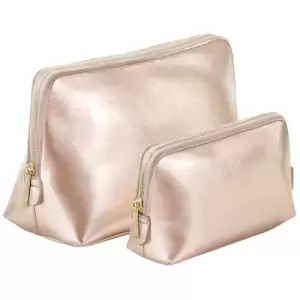 Image of Bagbase Boutique Leather-Look PU Toiletry Bag (M) (Rose Gold)