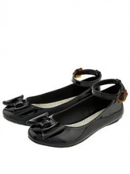 Image of Monsoon Girls Alina Black Patent Ballerina - Black, Size 9 Younger