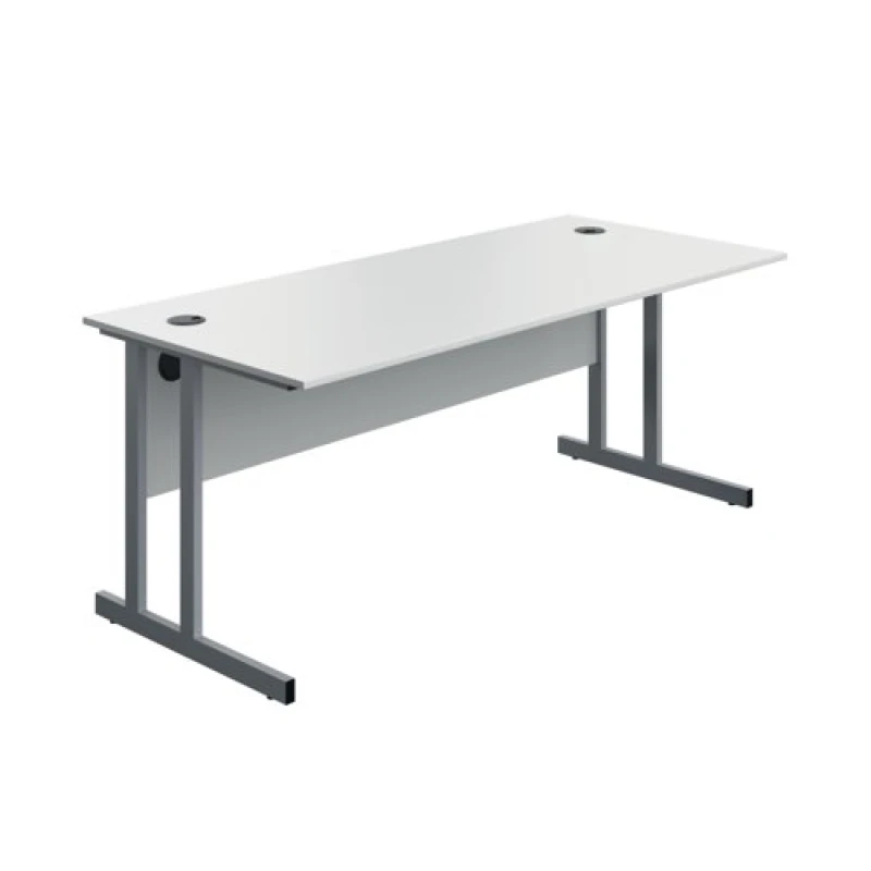Image of Serrion Twin Upright Desk 1800x800x730mm White/Silver KF800276