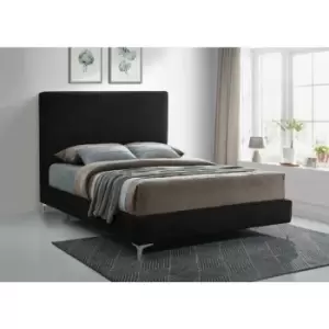 Image of Glinis Upholstered Beds - Plush Velvet, Single Size Frame, Black - Black