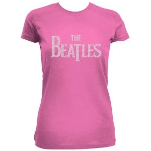 Image of The Beatles - Drop T Logo Womens Medium T-Shirt - Pink