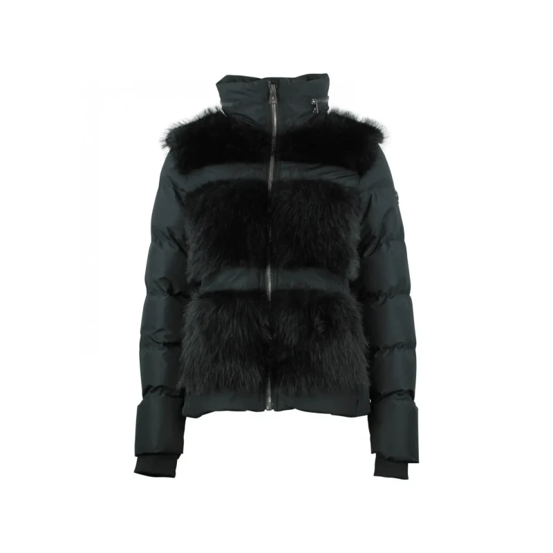 Image of Womens fur down jacket with integral hood Peak Mountain Noir Female S