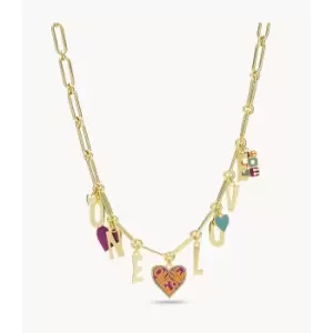 Image of Fossil Cedella Marley X International Womens Day Limited Edition Gold-Tone Brass Chain Necklace - Gold