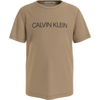 Image of Calvin Klein Boys Institution T Shirt - Tawny Sand AB0