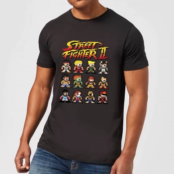 Image of Street Fighter 2 Pixel Characters Mens T-Shirt - Black - 5XL