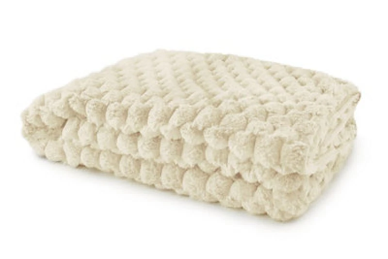 Image of Emma Barclay Lush Luxurious Faux Rabbit Fur Throw For Sofa Blanket Cream 127X152Cm