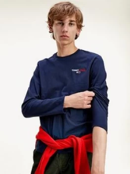 Image of Tommy Jeans Tjm Long Sleeve Corp T-Shirt - Navy