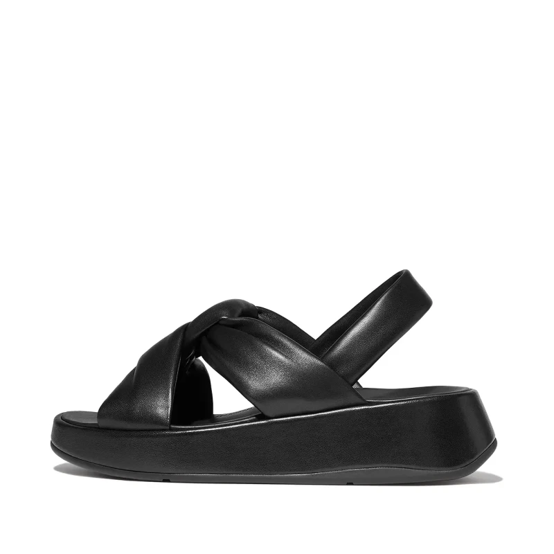 Image of FitFlop Womens sandals FitFlop F-Mode Knot Soft-Leather Flatform B/Strap Noir Female 40