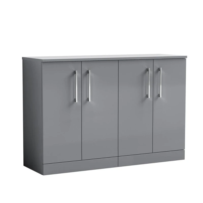 Image of Balterley Level 1200mm Floor Standing 4 Door Vanity Unit & Worktop - Satin Grey Grey Unisex