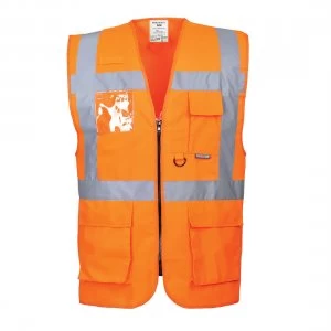Image of Portwest Berlin Zip Front Class 2 Hi Vis Waistcoat Orange S