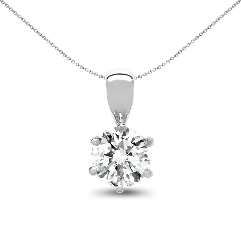 Image of Jewelco London 18ct White Gold 0.2ct Diamond Solitaire Charm Pendant - 18P007-020 Silver
