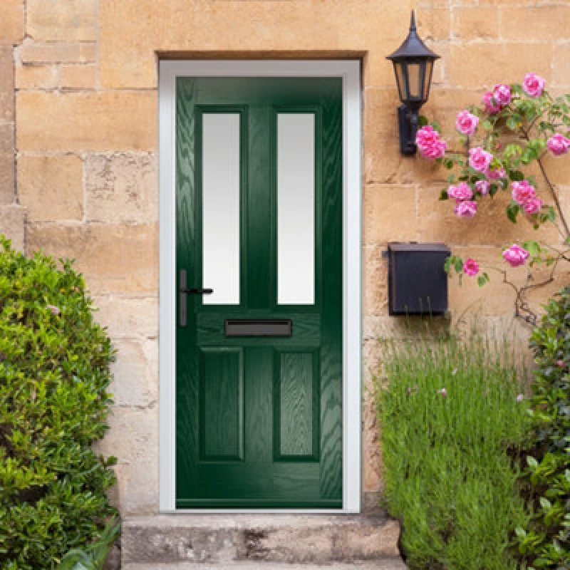 Image of Lacerta Composite Door Carnoustie Green 920mm X 2090mm Open In Right Hand Obs Glass 10 Year Guarantee - Free Delivery & Smart Lock