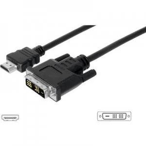 Image of Digitus HDMI / DVI Cable 3m screwable Black [1x HDMI plug - 1x DVI plug 19-pin]