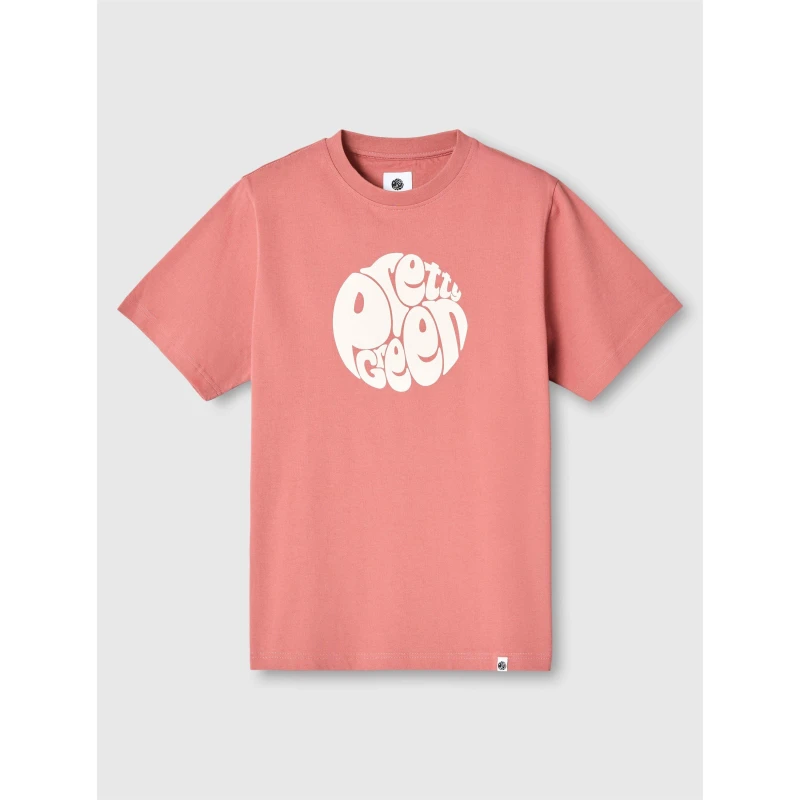 Image of Pretty Green Mens Gillespie Logo Regular Fit T-Shirt Ruby male Small