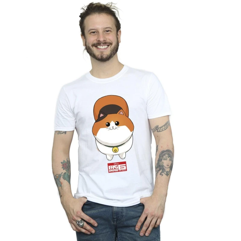 Image of Disney Men Big Hero 6 Baymax Kitten Face T-Shirt in White Size: Small White S Male 5059934824843